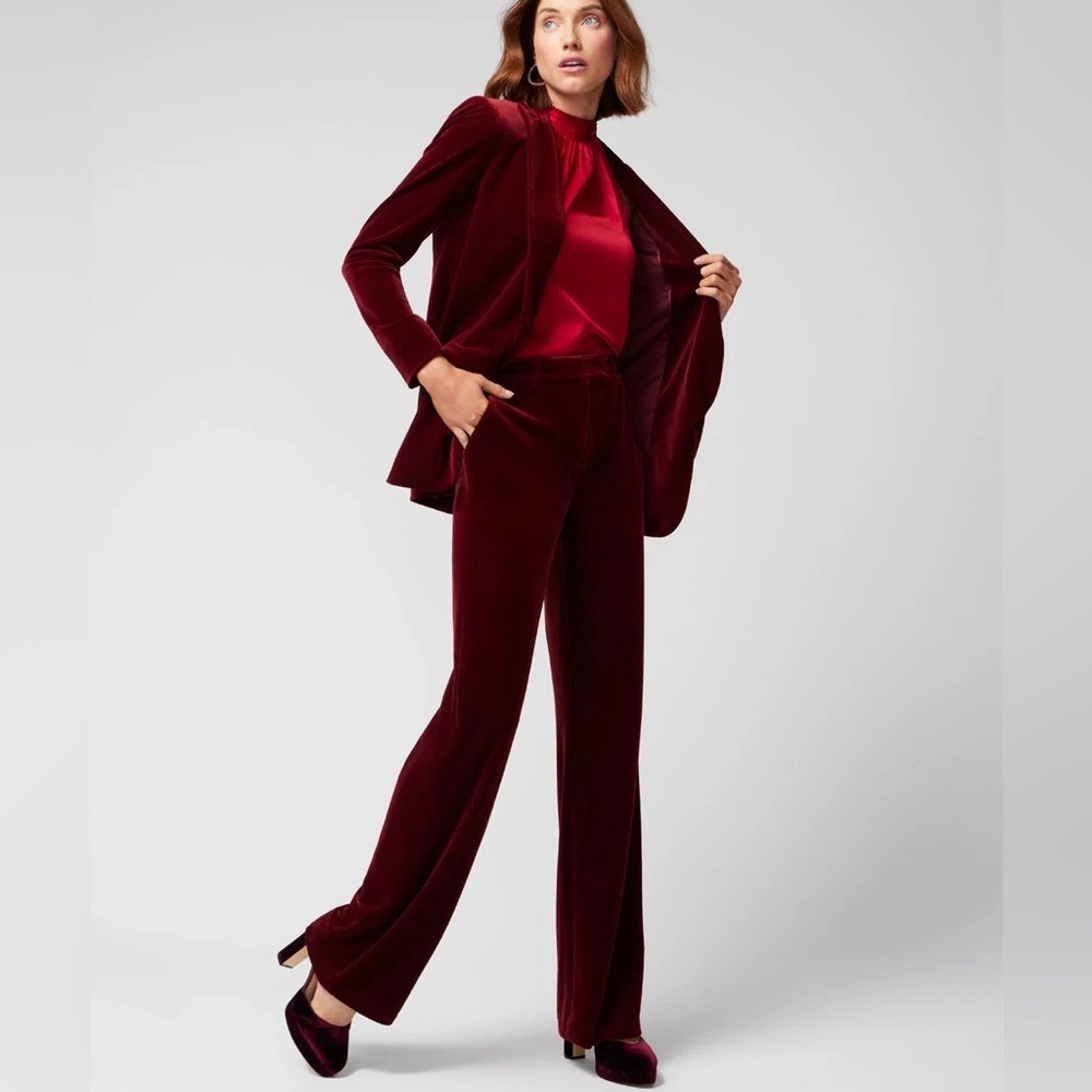 Velvet wide leg trouser pants - Picture 4 of 4